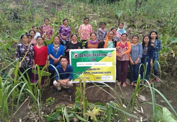 Participants during the programme on ‘Training on Cultivation Practices of Winter Vegetables (Cabbage& Pea)’ held at Yanthamo Village September 10.